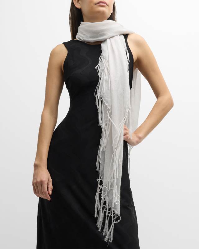 Metallic Cashmere Fringed Scarf